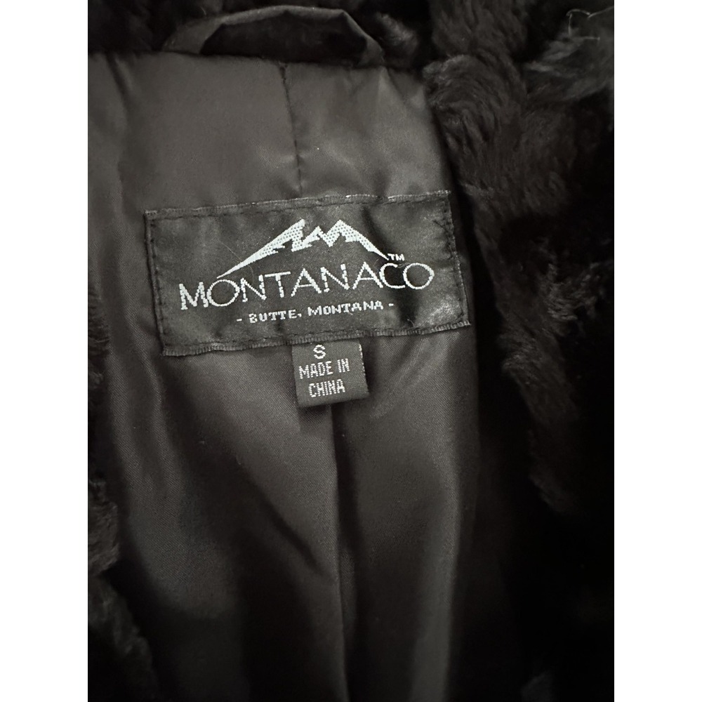 Montana Co Womens Small Jacket Coat Black Faux Fur Chic Embroidered - Picture 5 of 13